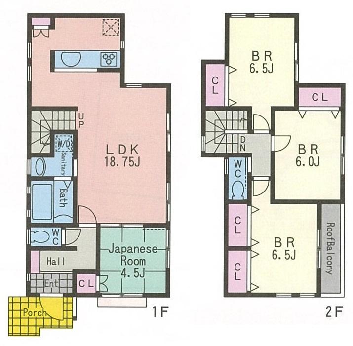 Floor plan. (A Building), Price 58,800,000 yen, 4LDK, Land area 125.18 sq m , Building area 99.36 sq m