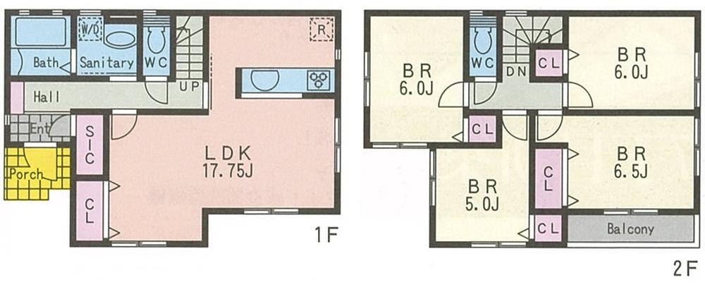 Floor plan. (D Building), Price 58,800,000 yen, 4LDK, Land area 125.04 sq m , Building area 99.36 sq m
