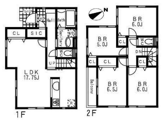 Floor plan. (D Building), Price 58,800,000 yen, 4LDK, Land area 125.04 sq m , Building area 99.36 sq m