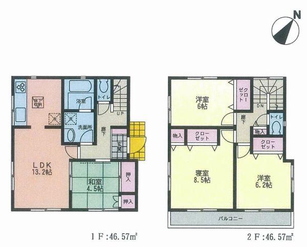 Floor plan. 41,800,000 yen, 4LDK, Land area 109 sq m , Building area 93.14 sq m