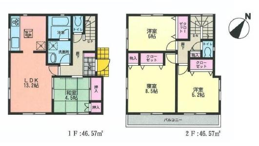 Floor plan. 41,800,000 yen, 4LDK, Land area 109 sq m , Building area 93.14 sq m