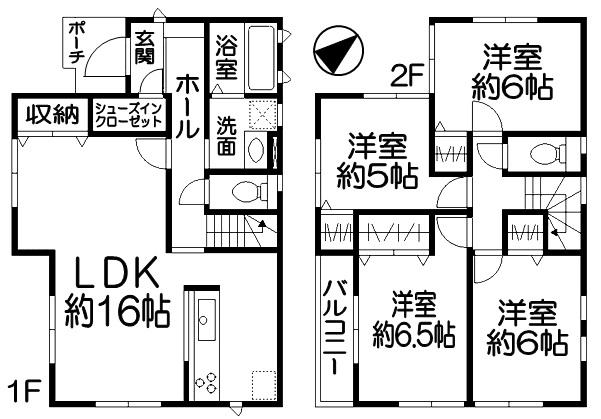 Floor plan. (D Building), Price 58,800,000 yen, 4LDK, Land area 125.04 sq m , Building area 99.36 sq m