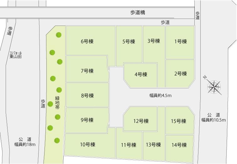The entire compartment Figure. It is the completion of all 15 buildings of the city!! It is uncluttered streets, so we have established a new development road.