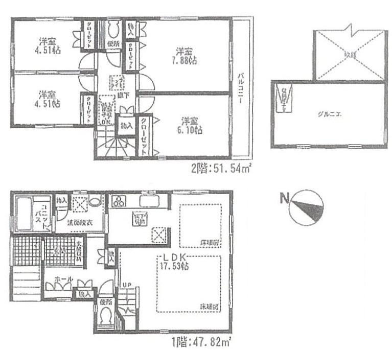 Floor plan. (B Building), Price 42,850,000 yen, 4LDK, Land area 103.1 sq m , Building area 99.36 sq m
