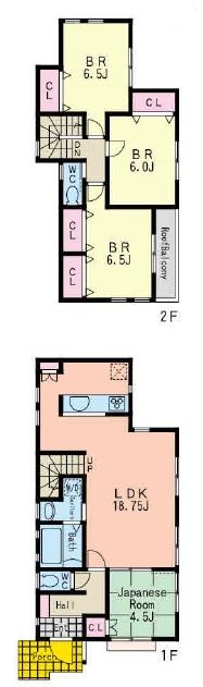Floor plan. (A Building), Price 58,800,000 yen, 4LDK, Land area 125.18 sq m , Building area 99.36 sq m