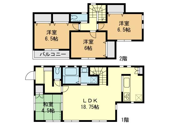 Floor plan. (A Building), Price 58,800,000 yen, 4LDK, Land area 125.18 sq m , Building area 99.36 sq m
