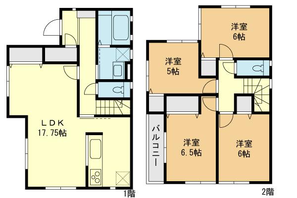 Floor plan. (D Building), Price 58,800,000 yen, 4LDK, Land area 125.04 sq m , Building area 99.36 sq m