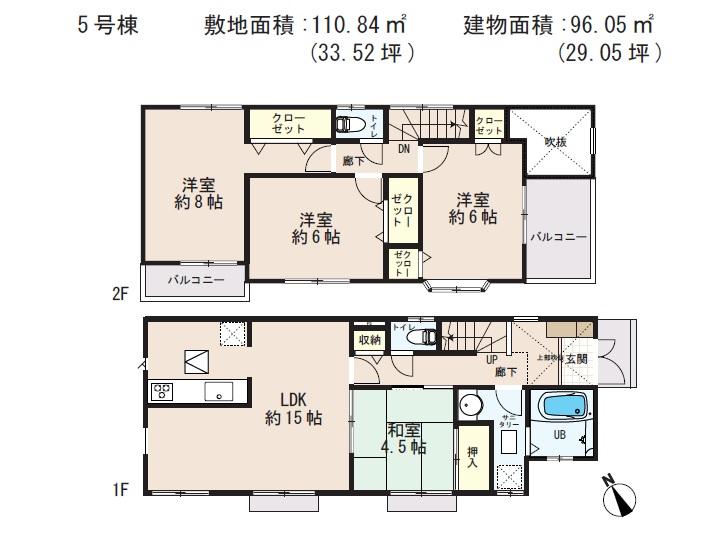 Floor plan. 39,800,000 yen, 4LDK, Land area 110.84 sq m , Building area 96.05 sq m
