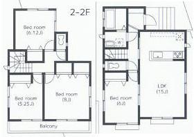 Floor plan. (Building 2), Price 29,800,000 yen, 4LDK, Land area 129.06 sq m , Building area 95.02 sq m