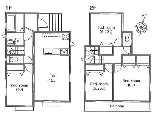 Floor plan. (Building 2), Price 29,800,000 yen, 4LDK, Land area 129.06 sq m , Building area 95.02 sq m