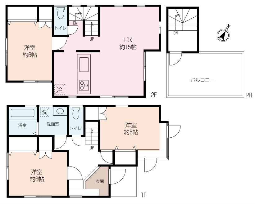 Floor plan. 25,800,000 yen, 3LDK, Land area 100.44 sq m , A building area of ​​88 sq m rooftop is a 2-story.