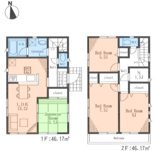 Floor plan. 28.8 million yen, 4LDK, Land area 94.54 sq m , Building area 92.34 sq m