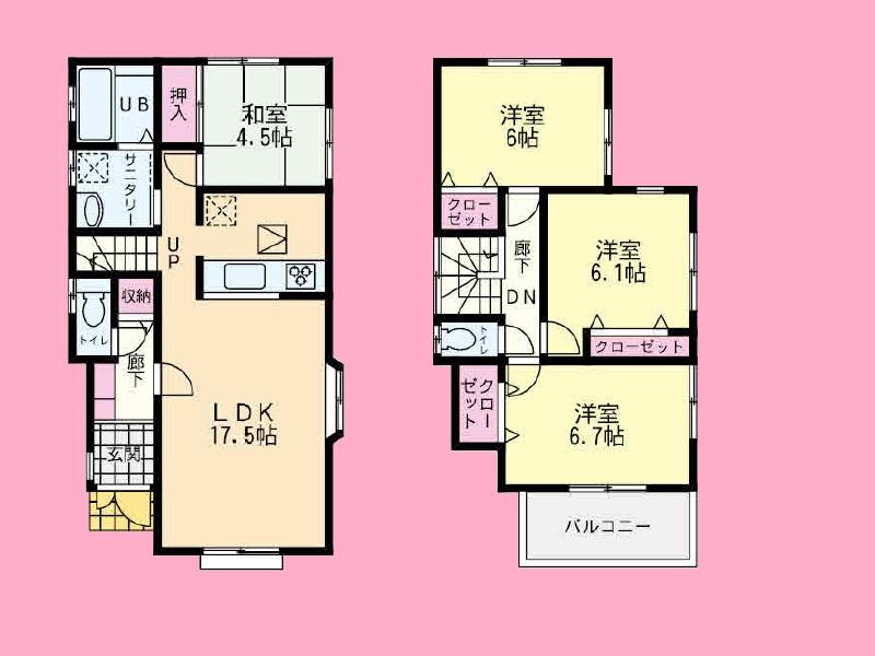 Floor plan. (5 Building), Price 36,800,000 yen, 4LDK, Land area 121.68 sq m , Building area 96.05 sq m