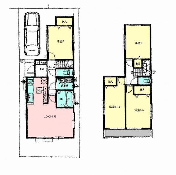 Floor plan. 30,800,000 yen, 4LDK, Land area 100.49 sq m , Building area 93.15 sq m