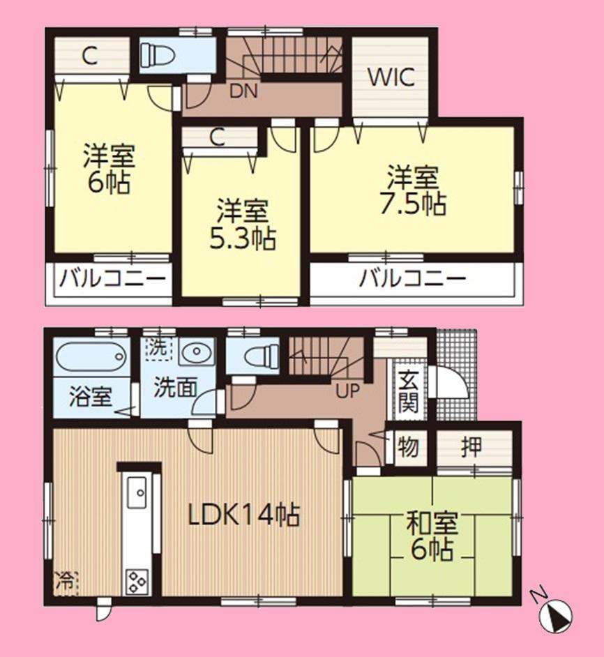 Floor plan. 28.8 million yen, 4LDK, Land area 90.15 sq m , Building area 96.05 sq m