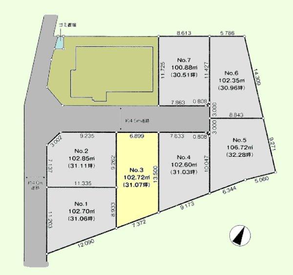 Compartment figure. Land price 16.3 million yen, Land area 102.72 sq m