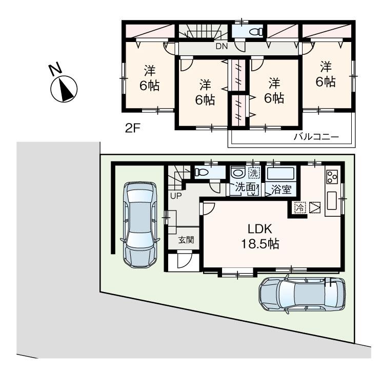 Floor plan. 36,800,000 yen, 4LDK, Land area 113.89 sq m , Space with a building area of 120.07 sq m built-in garage