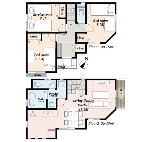 Floor plan. (B Building), Price 27,800,000 yen, 2LDK+S, Land area 83.34 sq m , Building area 76.59 sq m