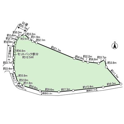 Compartment figure. Land area 947.66 sq m (286.66 tsubo) ※ Set back area of ​​about 12.