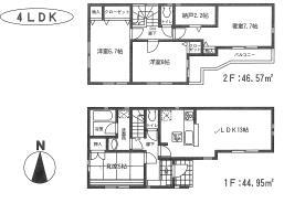 Floor plan. 29,800,000 yen, 4LDK, Land area 100.73 sq m , It is newly built House of building area 91.52 sq m 4LDK.