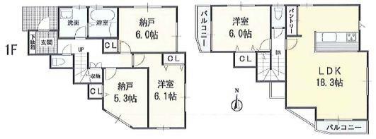 Floor plan. 44,800,000 yen, 4LDK, Land area 123.73 sq m , It is a building area of 98.75 sq m floor area 29 square meters more than 4LDK.