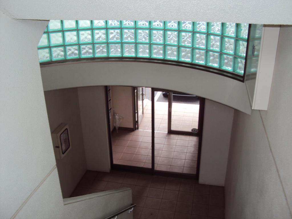 Entrance. Beautiful glass block