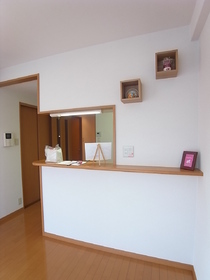 Living and room. Wall-mounted furniture installed so as to decorate the small.