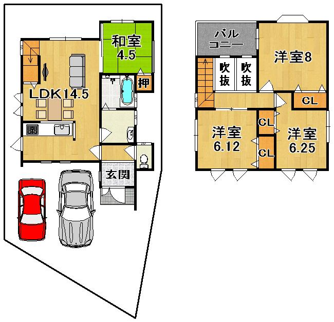Floor plan. Price 27,800,000 yen, 4LDK, Land area 110.08 sq m , Building area 87.82 sq m