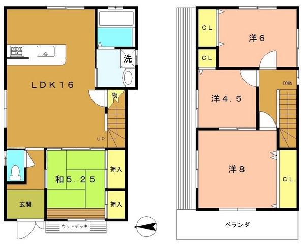 Floor plan. 23.8 million yen, 4LDK, Land area 96.19 sq m , Building area 91.3 sq m 4LDK. Parking 2 units can be.