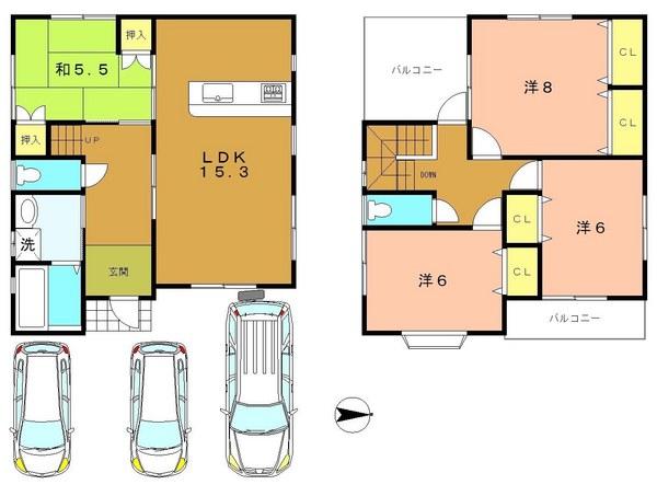 Floor plan. 28.8 million yen, 4LDK, Land area 101.73 sq m , Building area 100.17 sq m