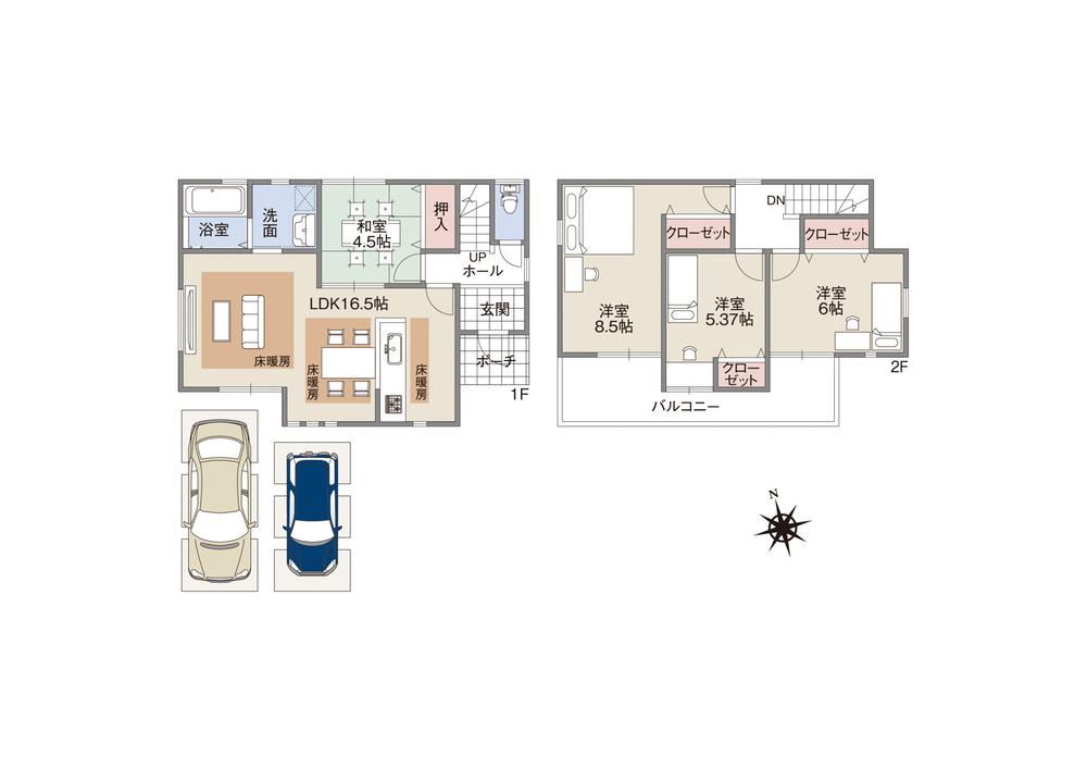 Building plan example (floor plan). Building plan example (No. 8 locations) 4LDK, Land price 15.7 million yen, Land area 115.5 sq m , Building price 15,610,000 yen, Building area 91.26 sq m