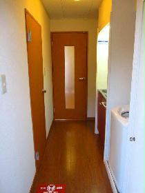 Entrance. Washing machine is in the room.