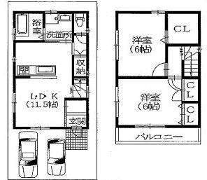 Floor plan. 17.8 million yen, 2LDK, Land area 59.92 sq m , Building area 58.72 sq m 2LDK