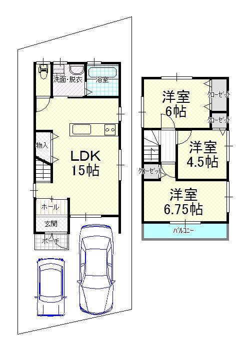 Floor plan. 23.8 million yen, 3LDK, Land area 91.94 sq m , Building area 72.5 sq m