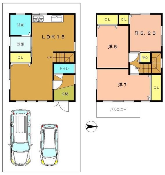 Building plan example (floor plan). Building plan example (No. 1 place) Building Price Ten thousand yen, Building area 76.95 sq m
