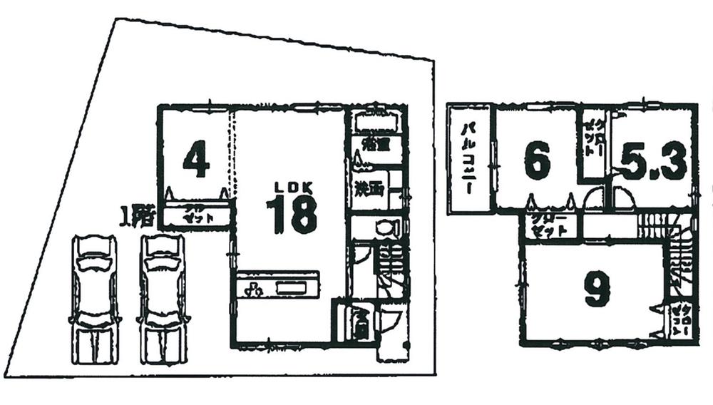 Building plan example (floor plan). Building plan example (No. 6 locations) Building Price 14.9 million yen, Building area 89.64 sq m