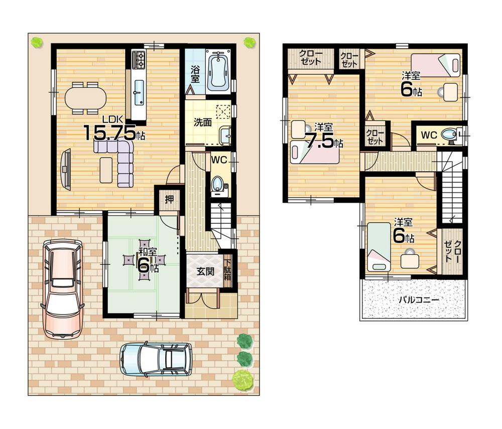 Floor plan. 24,800,000 yen, 4LDK, Land area 103.86 sq m , Building area 95.17 sq m