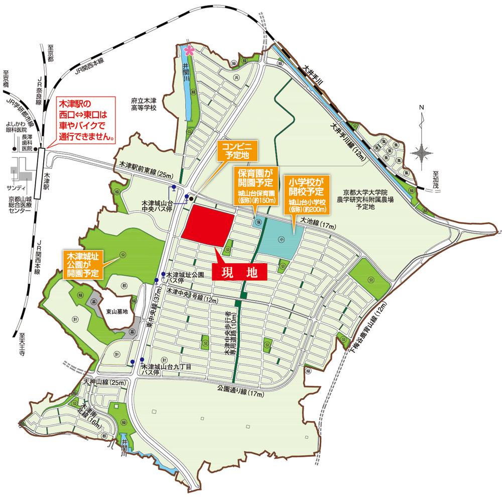 Local guide map. Across Square Kizu center Shiroyamadai