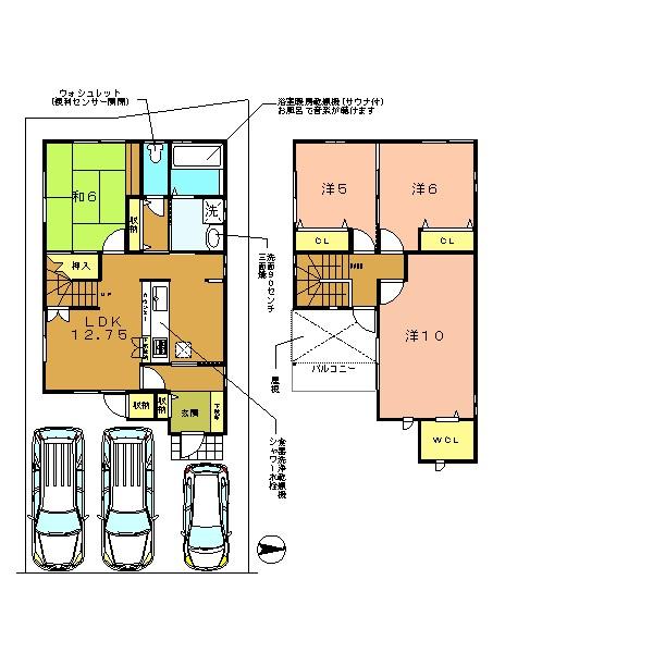 Floor plan. 25,800,000 yen, 4LDK, Land area 104.68 sq m , Building area 98.54 sq m