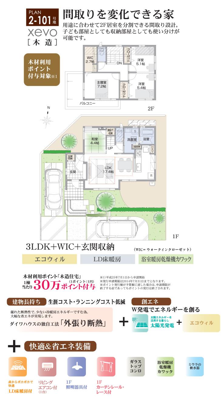Floor plan.  [2-101 No. land] So we have drawn on the basis of the Plan view] drawings, Plan and the outer structure ・ Planting, such as might actually differ slightly from.  Also, furniture ・ bicycle ・ Car, etc. are not included in the price. 
