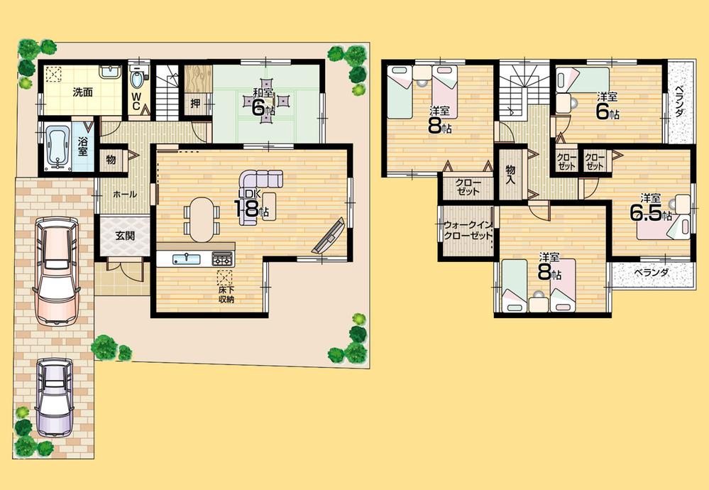 Floor plan. (No. 6 locations), Price 18,700,000 yen, 5LDK, Land area 127.41 sq m , Building area 123.12 sq m