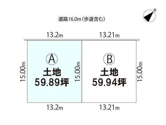 Compartment figure. Front road is with sidewalk.
