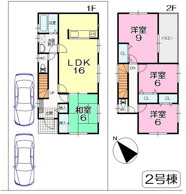 Floor plan. (No. 2 locations), Price 27,800,000 yen, 4LDK, Land area 184.79 sq m , Building area 105.15 sq m