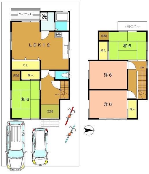 Floor plan. 14.8 million yen, 4LDK, Land area 101.3 sq m , Toilet exchange in building area 90.25 sq m in 2002, Water heater replacement, Underfloor ventilation fan mounting, Termite prevention work, Parking Exterior construction work has been to two