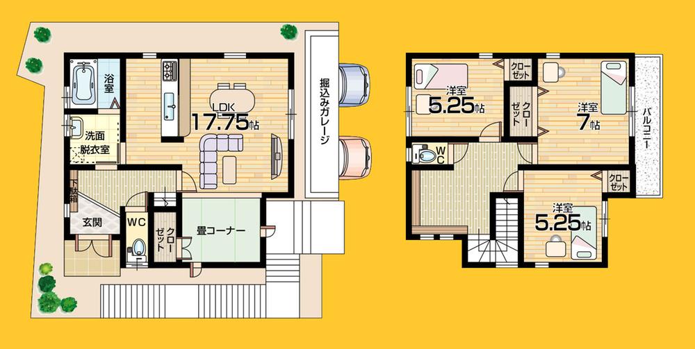 Floor plan. 23.8 million yen, 3LDK, Land area 103.45 sq m , Building area 89.9 sq m tatami corner + 3LDK of Each room with storage