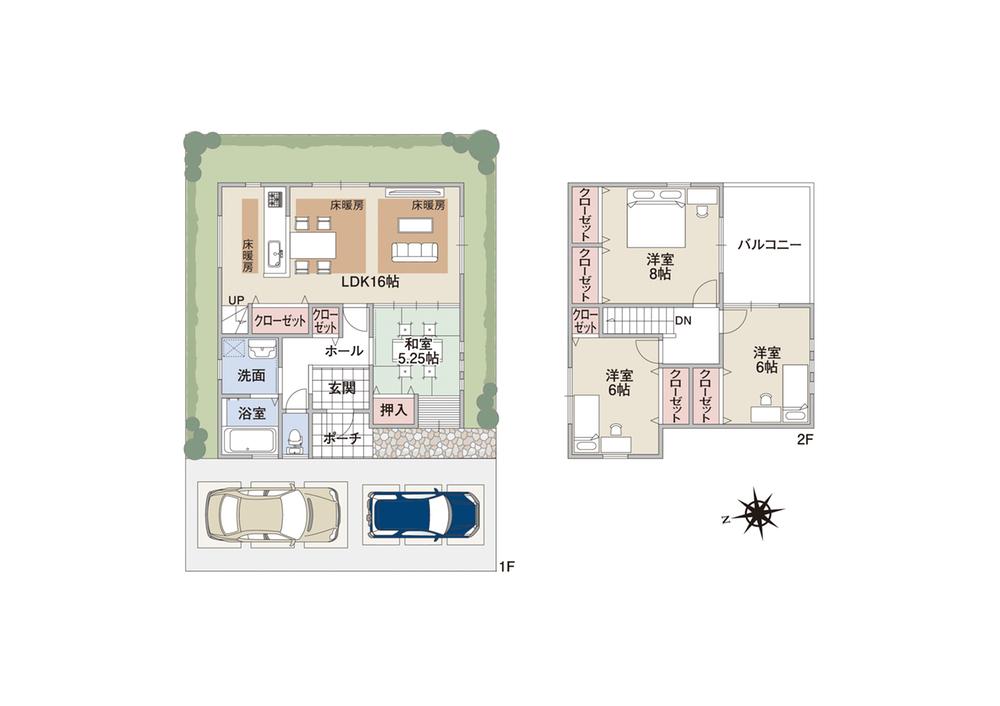 Building plan example (floor plan). Building plan example (No. 3 locations) 4LDK, Land price 13,680,000 yen, Land area 100.46 sq m , Building price 16.7 million yen, Building area 98.01 sq m