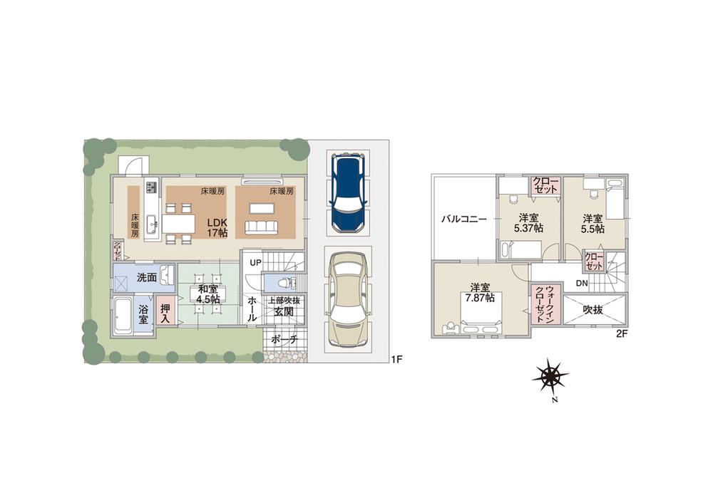 Building plan example (floor plan). Building plan example (No. 7 locations) 4LDK, Land price 12,730,000 yen, Land area 100.18 sq m , Building price 15,660,000 yen, Building area 91.32 sq m