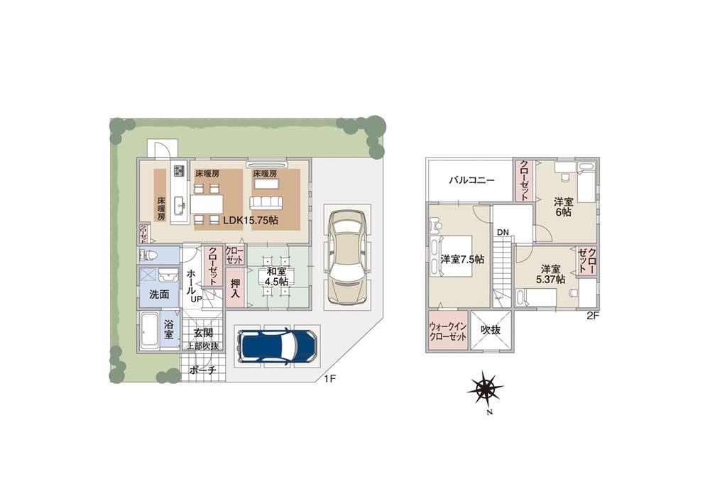 Building plan example (floor plan). Building plan example (No. 9 locations) 4LDK, Land price 15,260,000 yen, Land area 100.85 sq m , Building price 15,820,000 yen, Building area 93.96 sq m