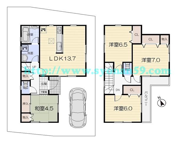 Floor plan. 20,900,000 yen, 4LDK, Land area 100.64 sq m , Building area 89.9 sq m floor plan