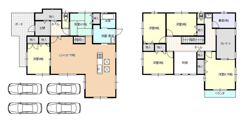 Floor plan. 42,800,000 yen, 6LDK + S (storeroom), Land area 198.38 sq m , Building area 160.34 sq m